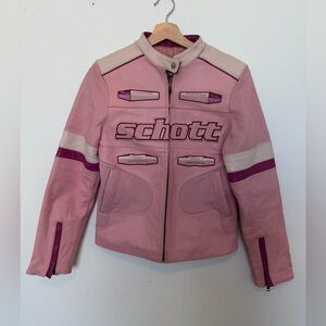 Rose Schott by Schott NYC Rare Vintage Leather Jacket Pink Size Small Motorcycle